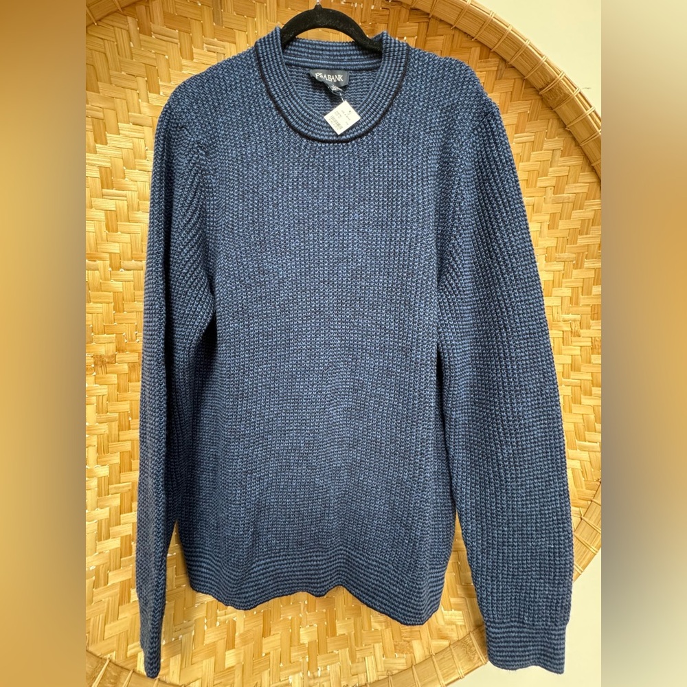 NWT - Jos A Bank - Men's Blue and Black Crewneck Knit Sweater